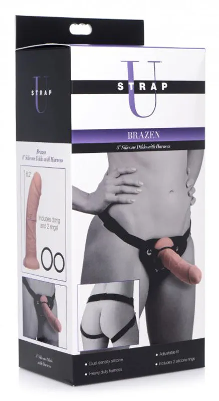 XR Brand Female Sex Toys Brazen 8 Inch Silicone Dildo with Harness