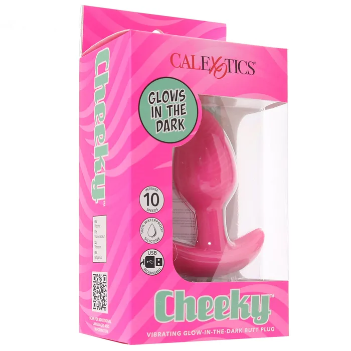 Anal CalExotics Cheeky GlowInTheDark Vibrating Butt Plug in Pink