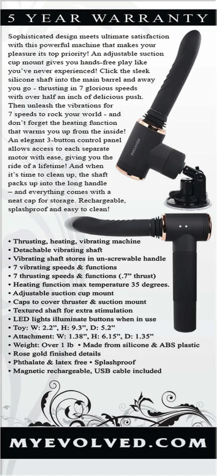 Evolved Novelties Evolved Too Hot To Handle Powerful Machine Thrusting Vibrating and Heating Function Vibrators