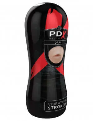 Male Sex Toys Pipedream Products PDX Elite Oral Vibrating Stroker