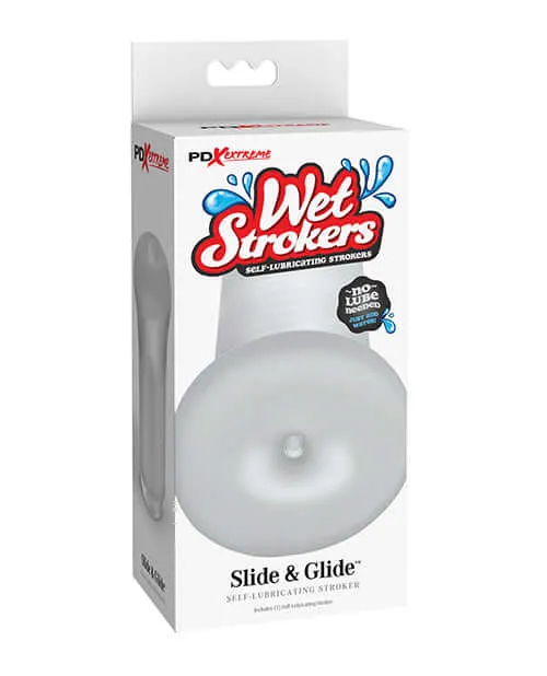 Pipedream Products Male Sex Toys PDX Extreme Wet Stroker Slide and Glide Frosted Clear Masturbator Pipedream Products Male Sex Toys PDX Extreme Wet Stroker Slide and Glide Frosted Clear Masturbator