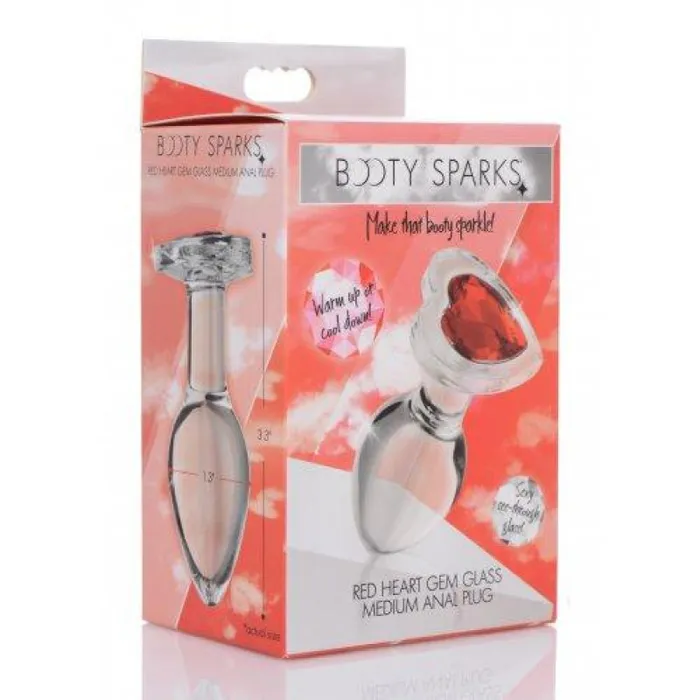Xr Brands Booty Sparks Anal Red Heart Gem Glass Anal Plug Medium Xr Brands Booty Sparks Anal Red Heart Gem Glass Anal Plug Medium