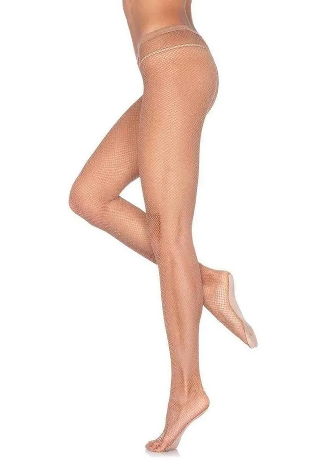 Leg Avenue Male Sex Toys Leg Avenue Profesional Fishnet Tights with NylonCotton Sole NoRoll Waist Band AB Light Toast