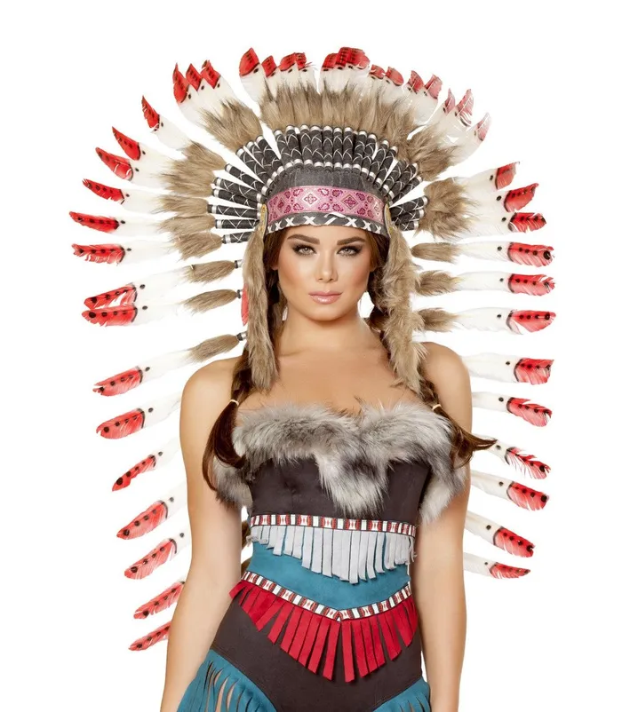 Roma Costume Vibrators Native American Headdress with Red Tips