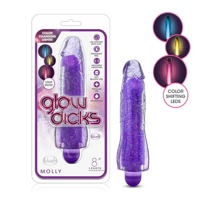 Blush Novelties Vibrators Glow Dicks Molly Glitter Vibrator Purple