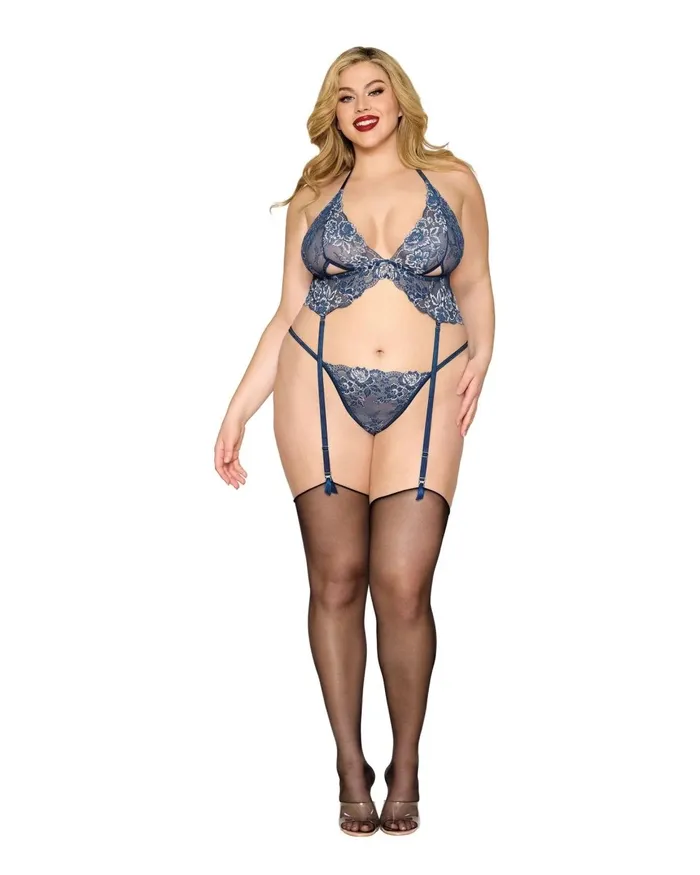 Bustier and GString One Size Queen Blue Dreamgirl Vibrators