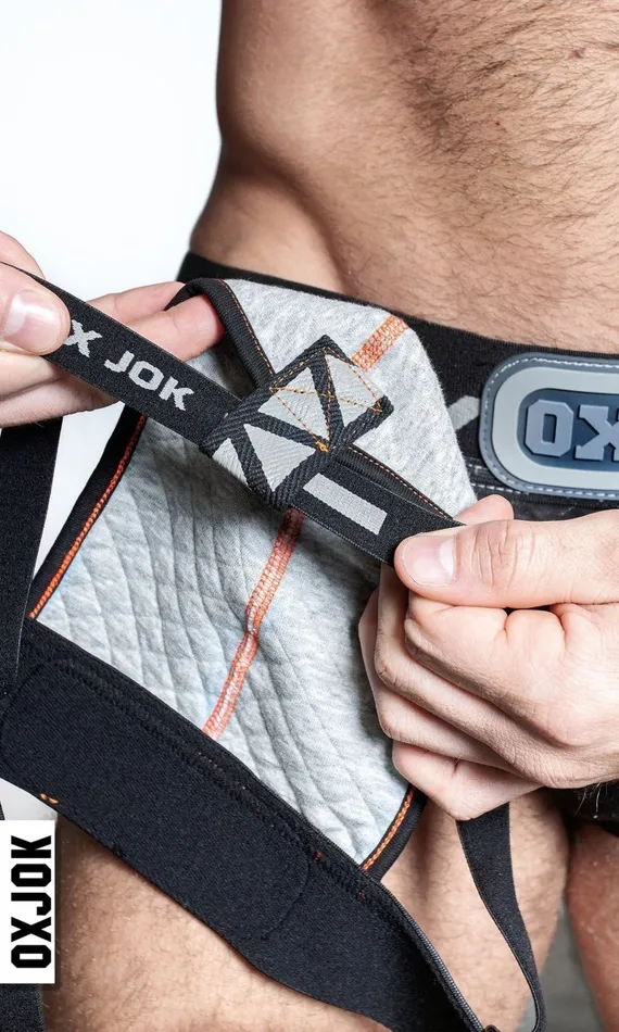 Packer Industrial Quilted Cargo Strapjock Mist Heather Large OXJok Male Sex Toys Packer Industrial Quilted Cargo Strapjock Mist Heather Large OXJok Male Sex Toys