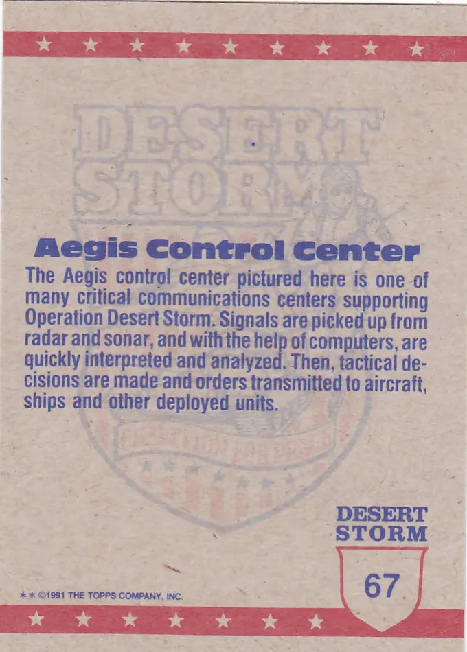 Aegis Control Center 67 Topps Desert Storm 1991 Trading Card Once Again3 Female Sex Toys