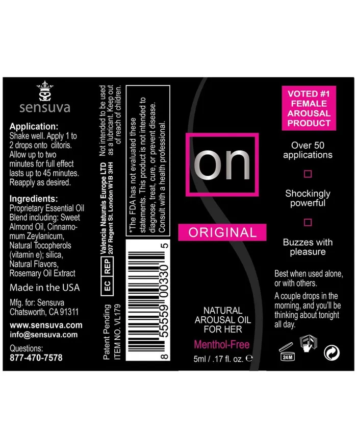 Castle Megastore Female Sex Toys Sensuva On Original Female Arousal Oil 5ml Castle Megastore Female Sex Toys Sensuva On Original Female Arousal Oil 5ml