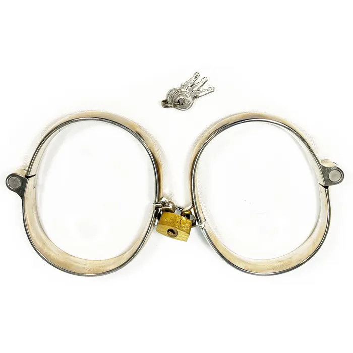 Couples NYCE BONDAGE METAL SHACKLE LOCKABLE MALE WRIST RESTRAINTS FOR FETISH KINK PLAY Large