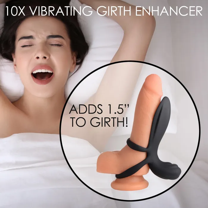 Female Sex Toys XR Brands 10x Silicone Vibrating Girth Enhancer With Remote Control
