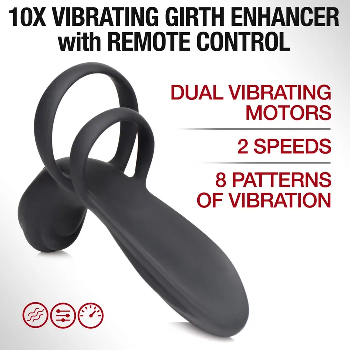 Female Sex Toys XR Brands 10x Silicone Vibrating Girth Enhancer With Remote Control