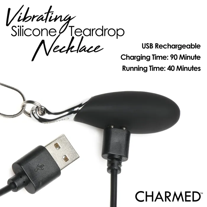 Female Sex Toys XR Brands Vibrating Silicone Teardrop Necklace