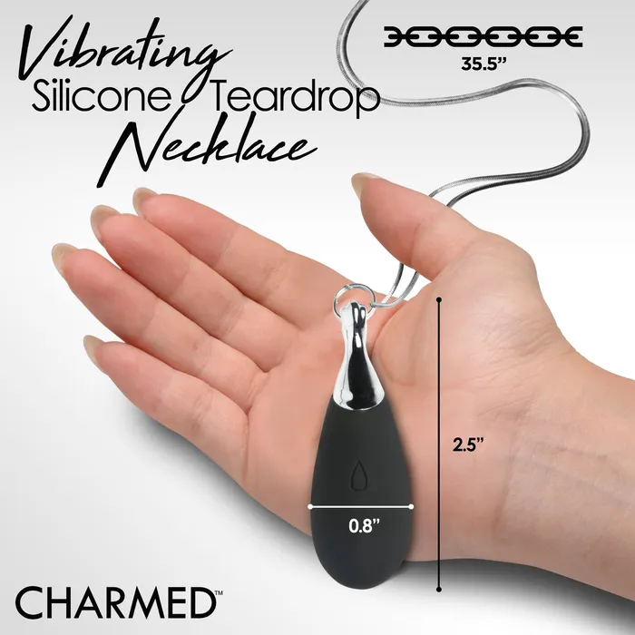 Female Sex Toys XR Brands Vibrating Silicone Teardrop Necklace
