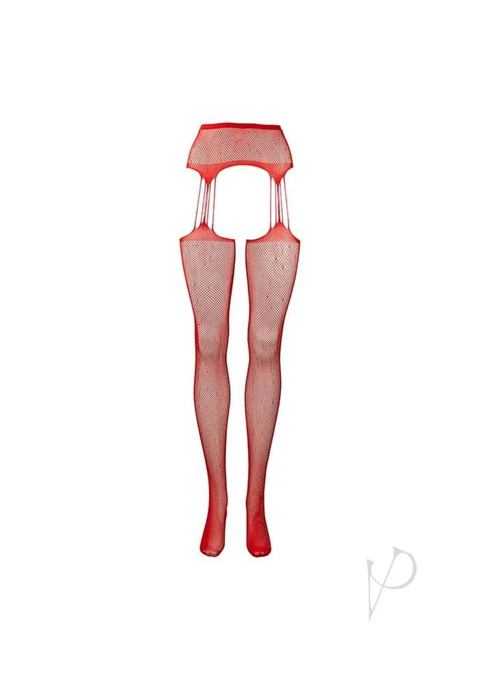 Le Desir Vibrators Suspender Rhinestone Pantyhose Os Red