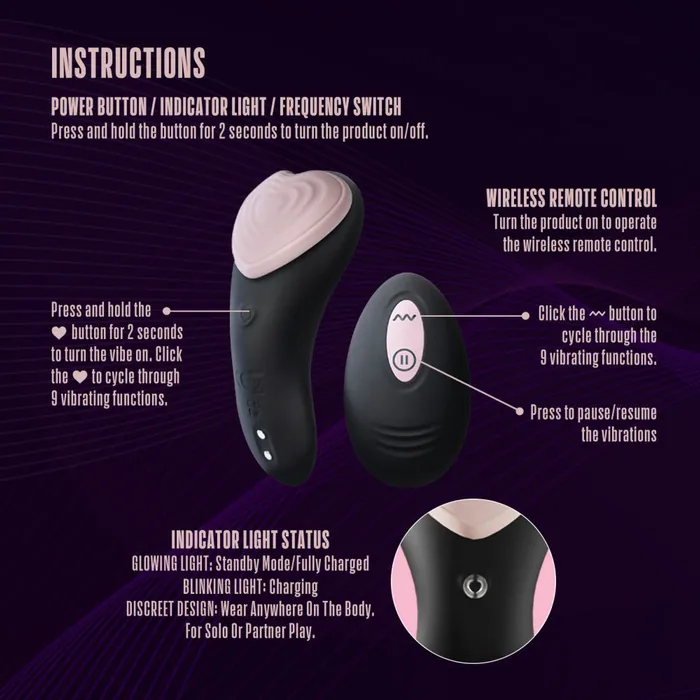 Female Sex Toys Blush Temptasia Heartbeat Panty Vibe with Remote