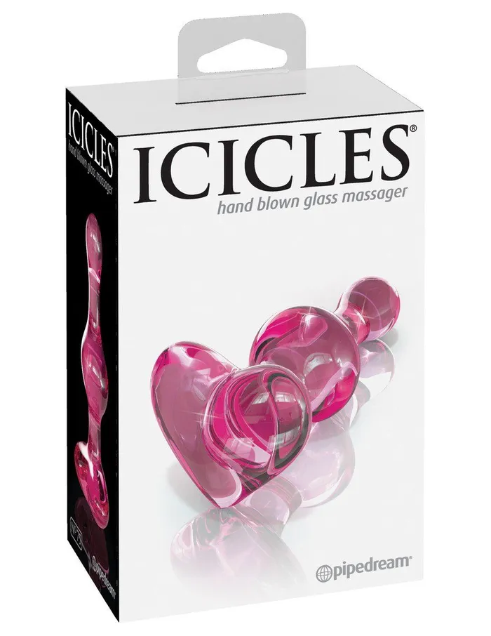 Icicles No 75 Pink Heart GLASS BUTT PLUG Pipedream Products Anal Icicles No 75 Pink Heart GLASS BUTT PLUG Pipedream Products Anal