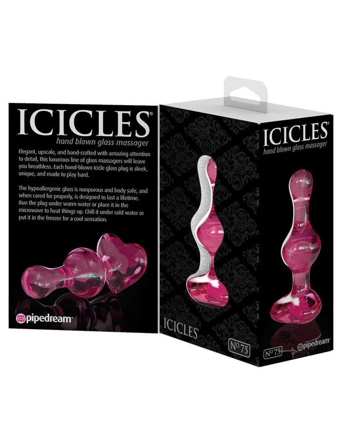 Icicles No 75 Pink Heart GLASS BUTT PLUG Pipedream Products Anal Icicles No 75 Pink Heart GLASS BUTT PLUG Pipedream Products Anal