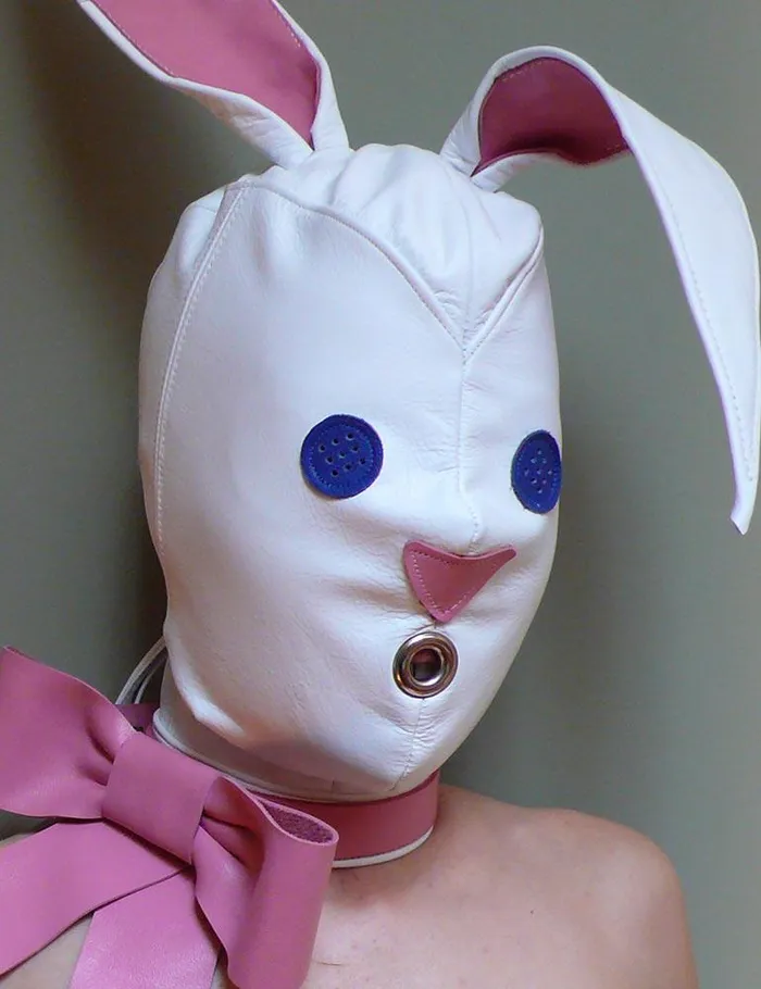 Leather Bunny Hood in White Stockroom Female Sex Toys