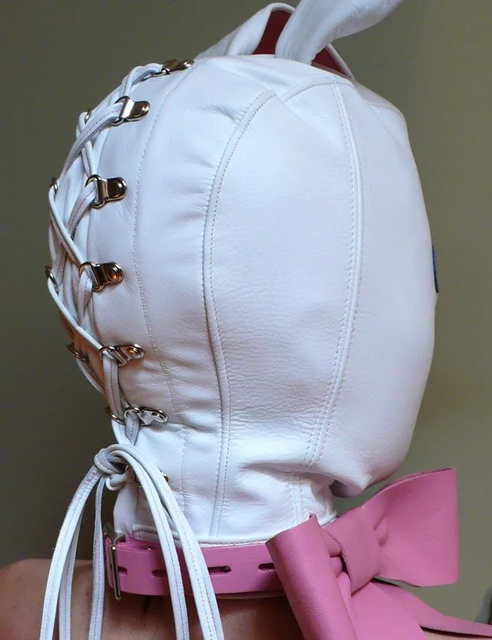 Leather Bunny Hood in White Stockroom Female Sex Toys