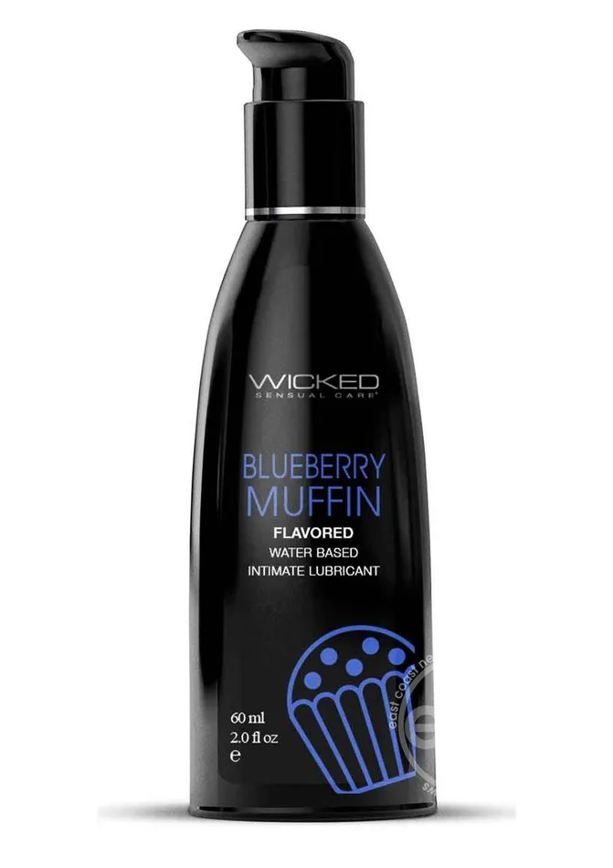 Lubricants Wicked Wicked Aqua Water Based Flavored Lubricant Blueberry Muffin 2oz Lubricants Wicked Wicked Aqua Water Based Flavored Lubricant Blueberry Muffin 2oz