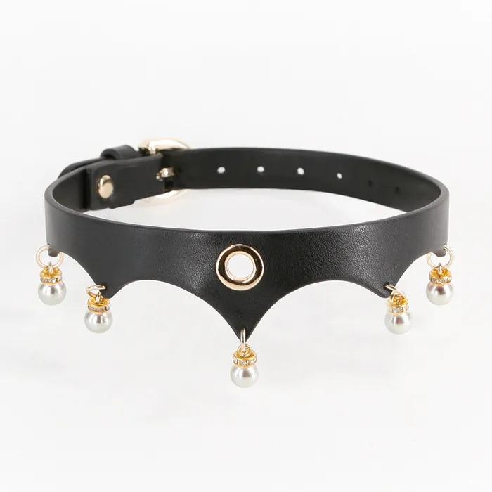Fetish Fashion Jezebel Faux Leather Pearl Crown Collar ns novelties Couples Fetish Fashion Jezebel Faux Leather Pearl Crown Collar ns novelties Couples