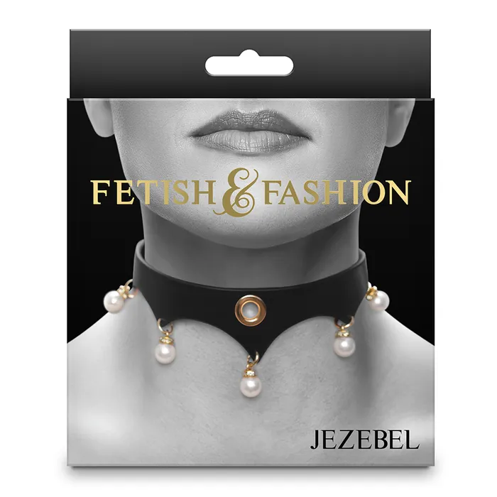 Fetish Fashion Jezebel Faux Leather Pearl Crown Collar ns novelties Couples