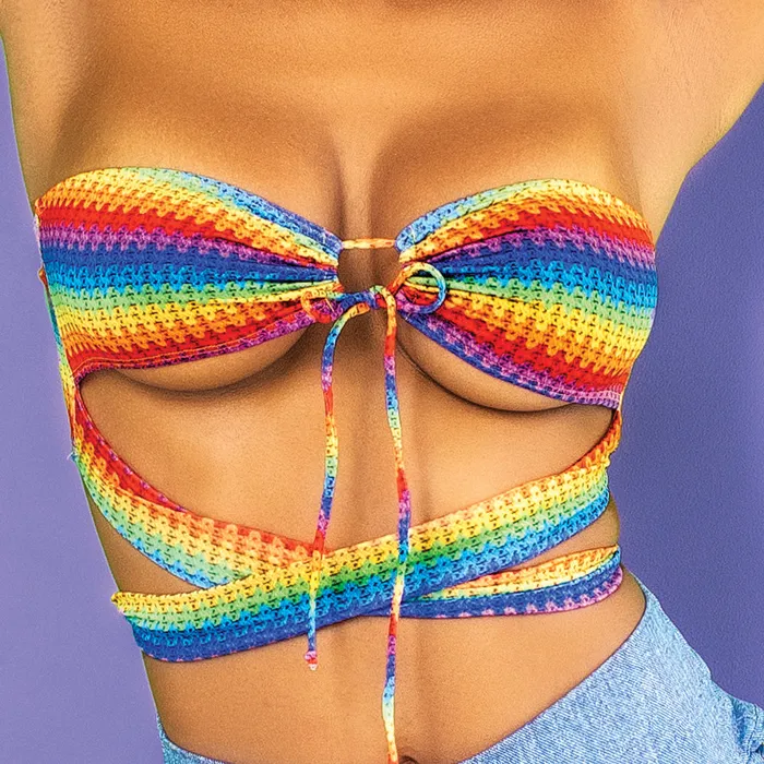 Mapale Female Sex Toys Mapale Strapless Crochet Print Wrap Bandeau Denim Print Panty