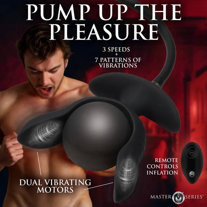 Master Series Anal Dark Pearl Inflatable Vibrating Butt Plug