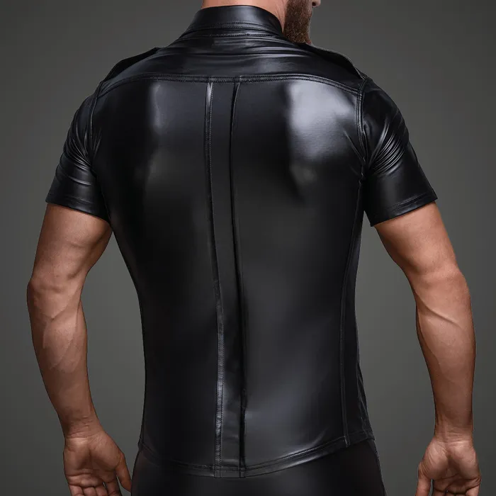 Noir Handmade Noir Handmade Powerwetlook Collared Shirt With Front Pockets Male Sex Toys