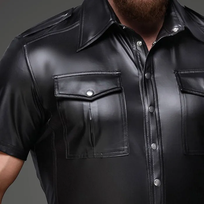 Noir Handmade Noir Handmade Powerwetlook Collared Shirt With Front Pockets Male Sex Toys