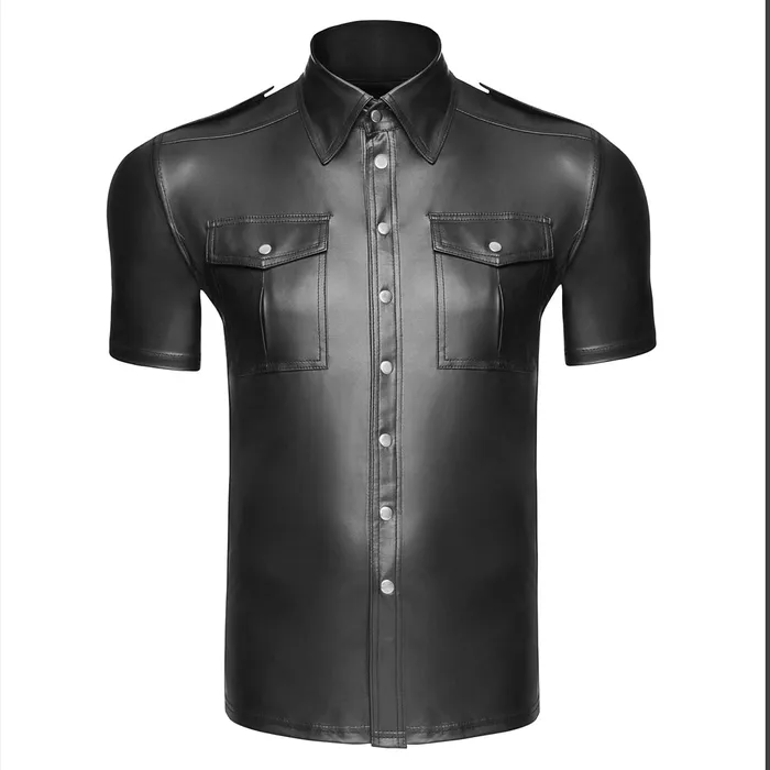 Noir Handmade Noir Handmade Powerwetlook Collared Shirt With Front Pockets Male Sex Toys