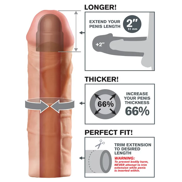 Pipedream Fantasy XTensions Mega 2 Girthy Penis Extension Sleeve Male Sex Toys