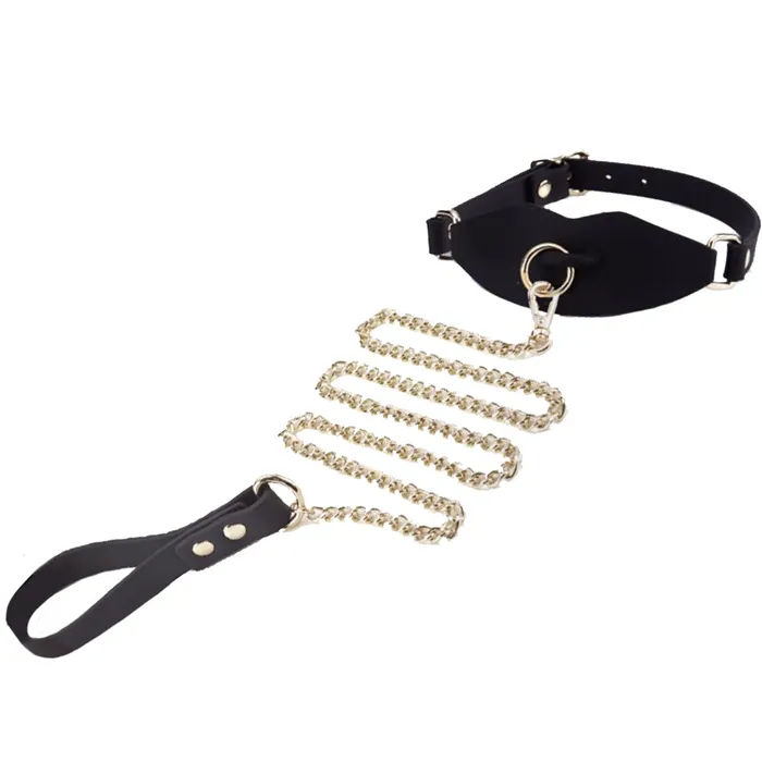 Rimao Industrial Roomfun Silicone Locking Bit Gag With Chain Leash Female Sex Toys