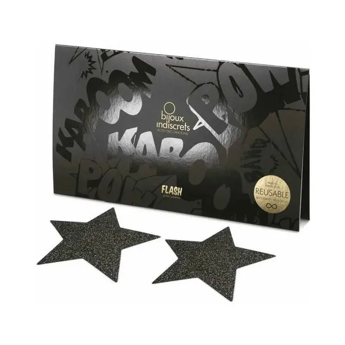 Bijoux Indiscrets Flash Reusable Glitter Pasties Star Black Bijoux Indiscrets USA Inc Anal Bijoux Indiscrets Flash Reusable Glitter Pasties Star Black Bijoux Indiscrets USA Inc Anal
