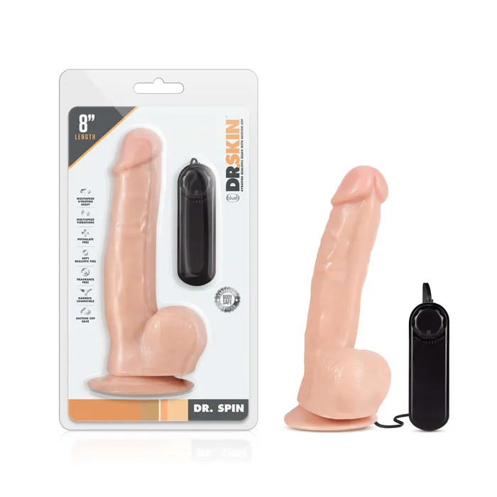 Blush Novelties Dildos Dr Skin Dr Spin 8 Inch Gyrating Realistic Dildo Vanilla