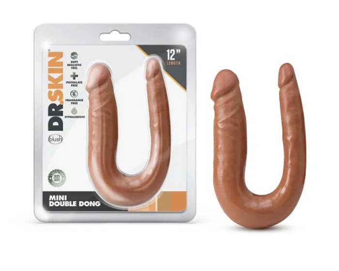 Blush Novelties Dildos Dr Skin Mini Double Dong Mocha