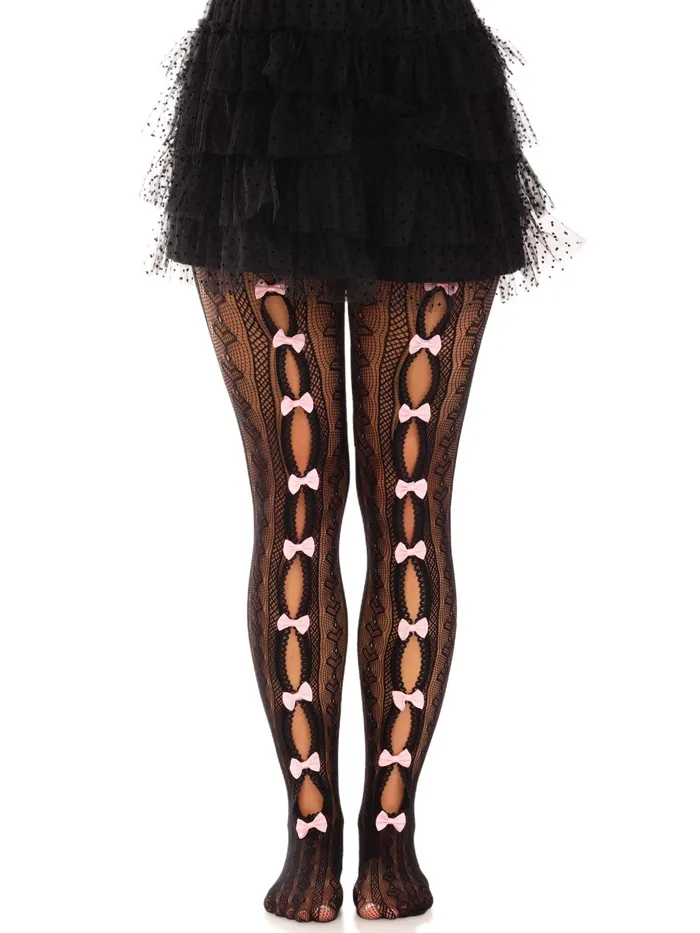 Bodystockings Playsuits Leg Avenue Sweetheart Striped Net Tights With Keyhole and Mini Bow Detail One Size Black Bodystockings Playsuits Leg Avenue Sweetheart Striped Net Tights With Keyhole and Mini Bow Detail One Size Black