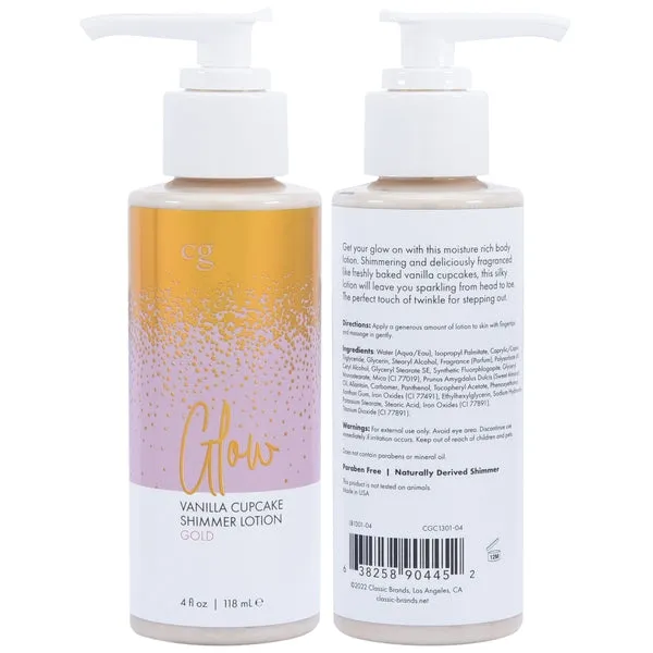 CG Vibrators GLOW Gold Shimmer Lotion Gold 4oz 118mL