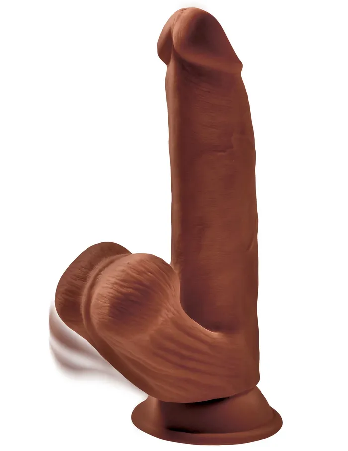 Dildos 8 Inch Triple Density Cock With Swinging Balls Brown Pipedream