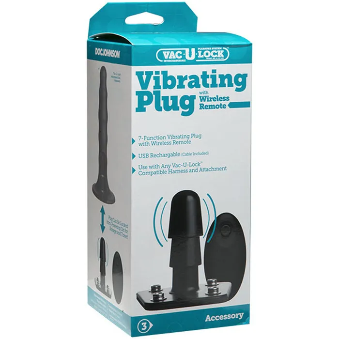 Doc Johnson Female Sex Toys VacULock Vibrating Plug With Snaps amp Wireless Remote Black Doc Johnson Female Sex Toys VacULock Vibrating Plug With Snaps amp Wireless Remote Black