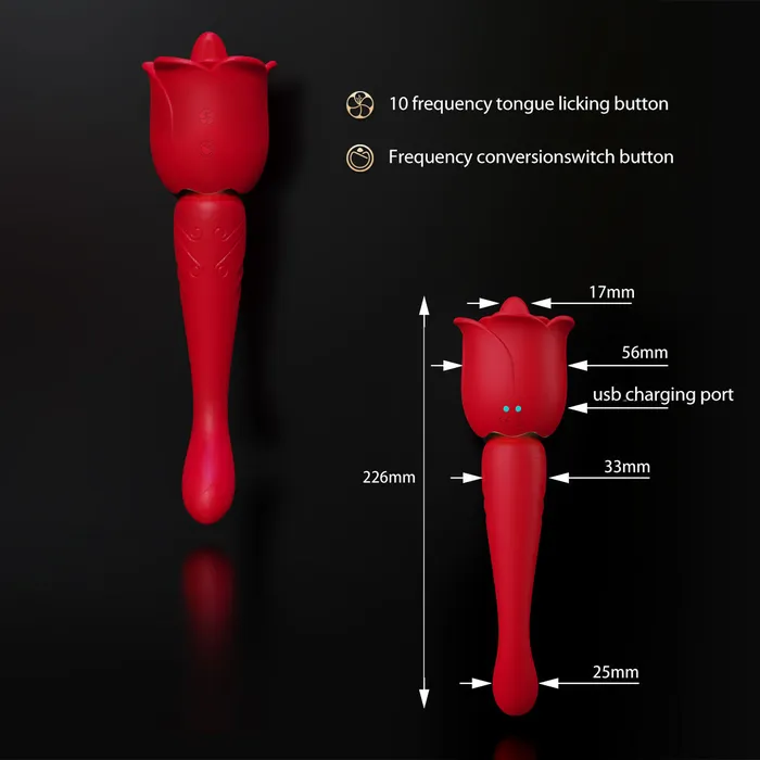 Domlust Vibrators Clit Clamps G Spot Vibrator 2in1 Tongue Llcking Vibrating Dildo Rose Toy