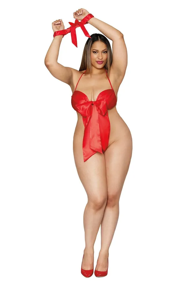 Dreamgirl Male Sex Toys Bow Tie Teddy With Restraint Queen Size Lipstick Red Dreamgirl Male Sex Toys Bow Tie Teddy With Restraint Queen Size Lipstick Red