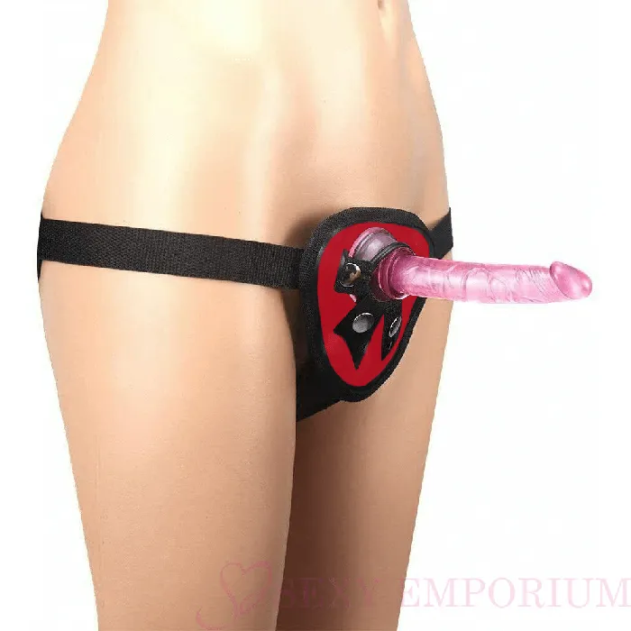 Female Sex Toys Pink Anal Starter StrapOn Dildo with Red Harness Universal StrapOns Female Sex Toys Pink Anal Starter StrapOn Dildo with Red Harness Universal StrapOns