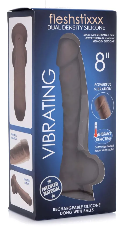 Fleshstixxx 8 inches Vibrating Silicone Dildo With Balls Brown Curve Toys Female Sex Toys Fleshstixxx 8 inches Vibrating Silicone Dildo With Balls Brown Curve Toys Female Sex Toys