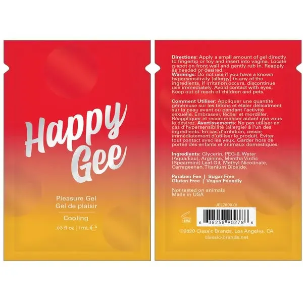 Jelique Enhancers HAPPY GEE COOLING PLEASURE GEL FOIL 003 fl oz 1 mL