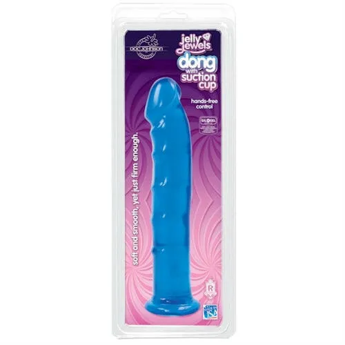 Jelly Jewel Dong With Suction Cup Sapphire Doc Johnson Female Sex Toys