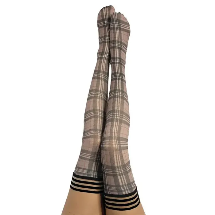 Kixies Inc Male Sex Toys Kixies Lori Plaid ThighHigh TanGrey Size A