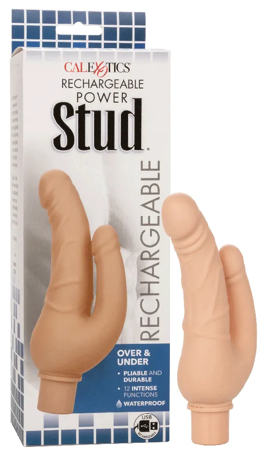 Male Sex Toys CalExotics Rechargeable Power Stud Over and Under Ivory