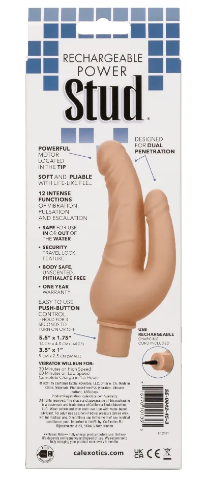 Male Sex Toys CalExotics Rechargeable Power Stud Over and Under Ivory